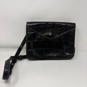 Staud Black‎ Croc Embossed Holly Convertible Shoulder Bag
